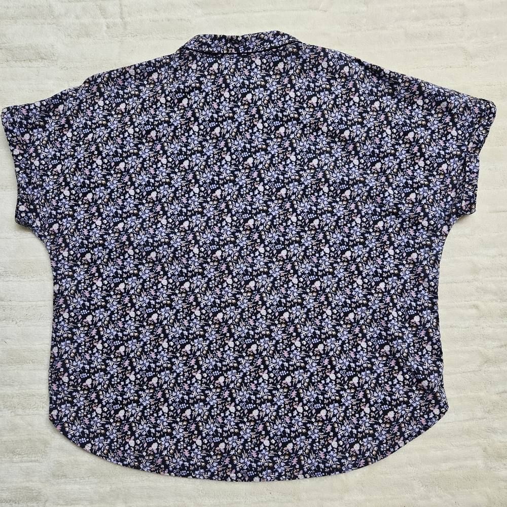 Universal Thread Navy Floral Button-Up Roll Cuff Camp Shirt Size XXL - Picture 9 of 11